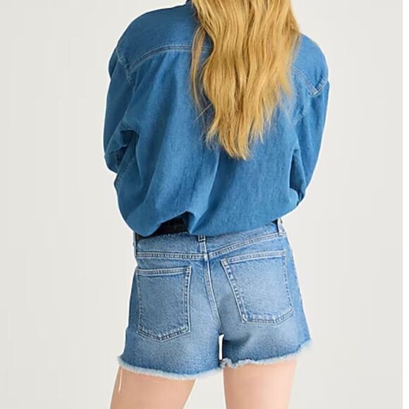 J. Crew Mid-rise denim short in Lakeshore blue wash cut off NWT size 33 - Picture 2 of 10